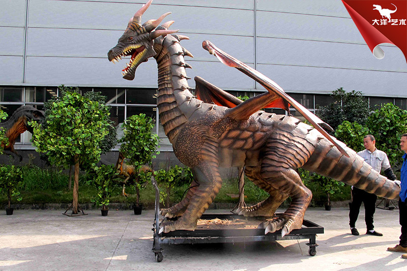 西方龍三連，大型仿真恐龍模型
